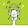 Freegal Music Image of a figure wearing oversized earphones