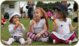 Three girls eating icecream