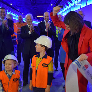 Hornsby Shire Mayor Philip Ruddock with Federal Member for Berowra Julian Leeser, Member for Hornsby Matt Kean and NSW Premier Gladys Berejiklian at this morning’s official opening of the NorthConnex tunnel.