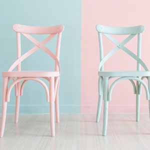 pink and blue chairs