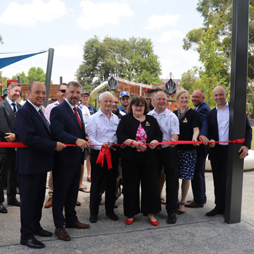 Hornsby Shire mayor and councillors cut ribbon to open Storey Park
