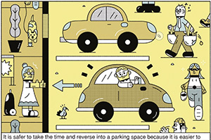 It's safer to take the time and reverse into a parking space because it's easier to