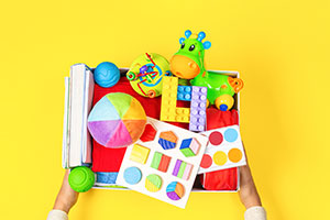 tray of toys