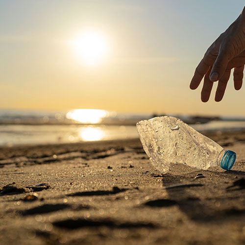 plastic bottle on beach