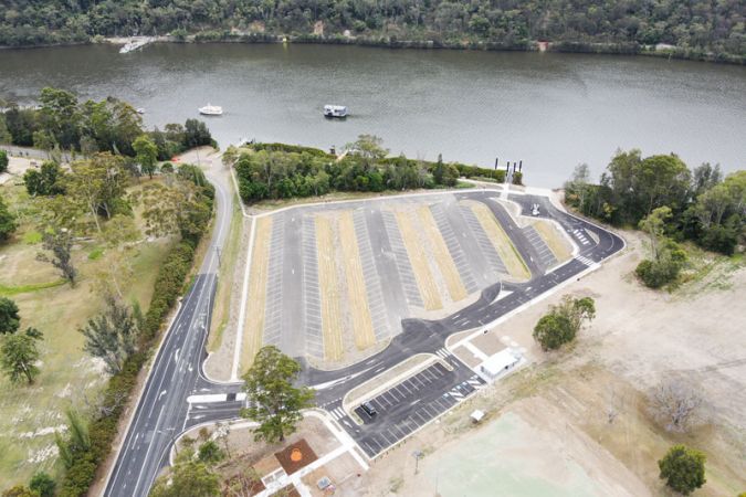 Wisemans Ferry aerial car park and boat ramp