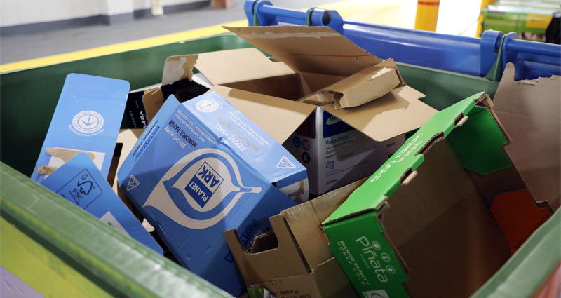 cardboard boxes in commercial waste bin