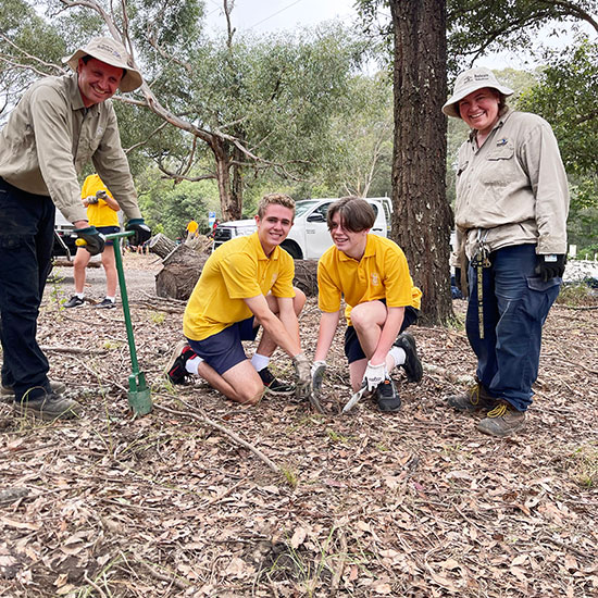 Jean-Philippe Kecman, students Ryan Baxter and Declan Gunther, and Trainer Deb Rothwell