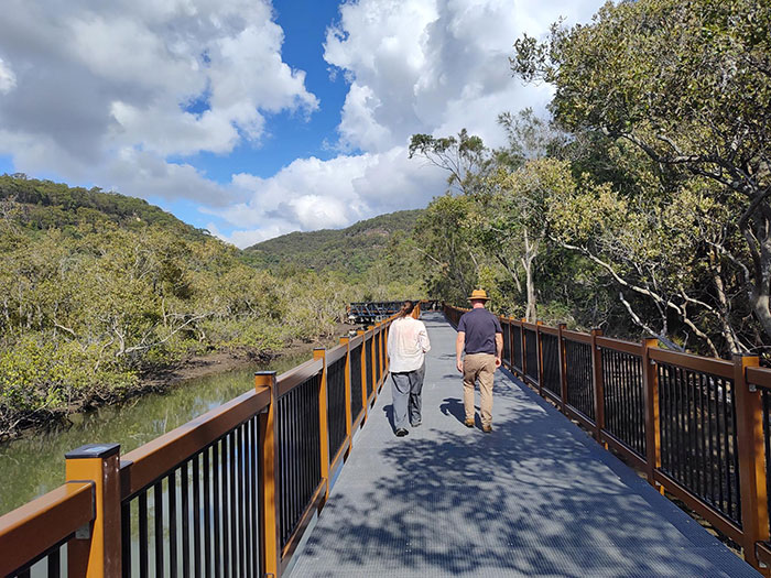 winding boardwalk path