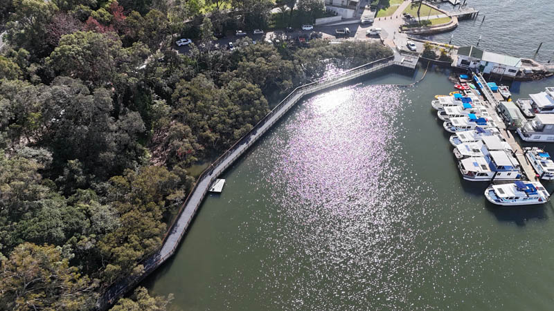 Ariel view of Kangaroo Point boardwalk