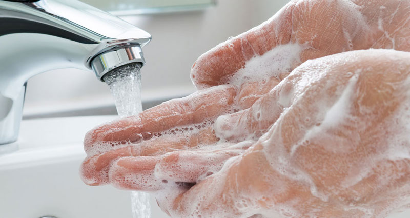 Washing hands with soap