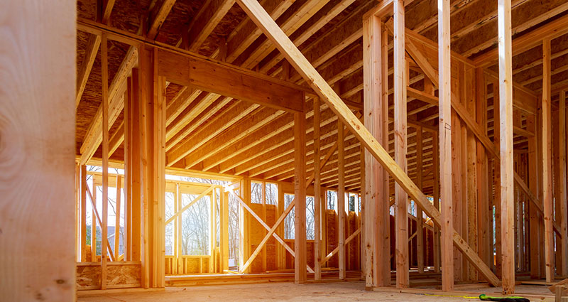 Interior view of a house under construction