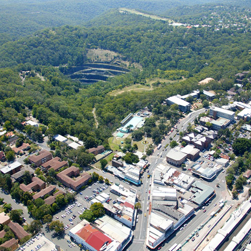 aeriel view of Hornsby centre