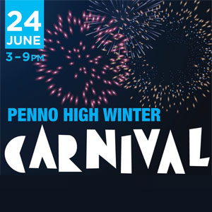 Penno High Carnival web tile on blue background