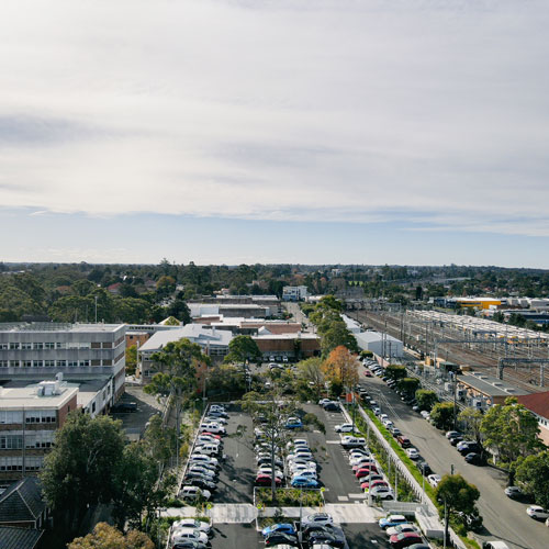 Hornsby Town centre aerial view