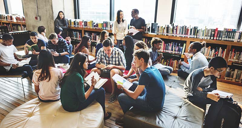 youths in library 