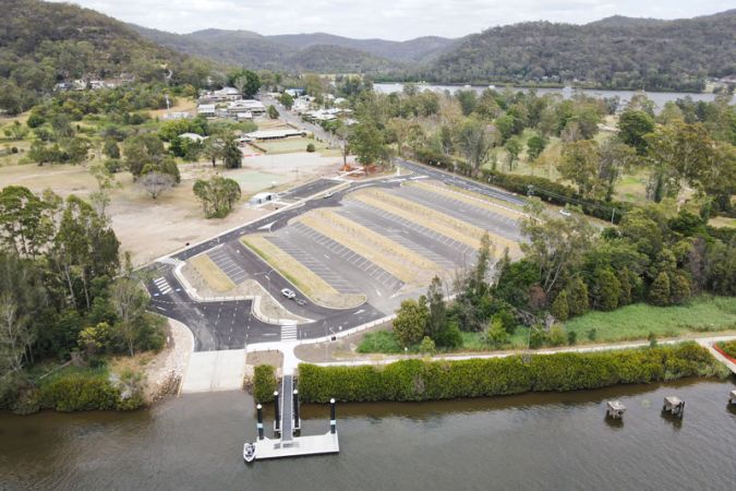 Wisemans Ferry aerial car park and boat ramp