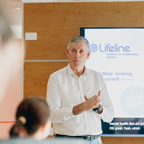 Hornsby Shire Council General Manager Steven Head in a training session with staff