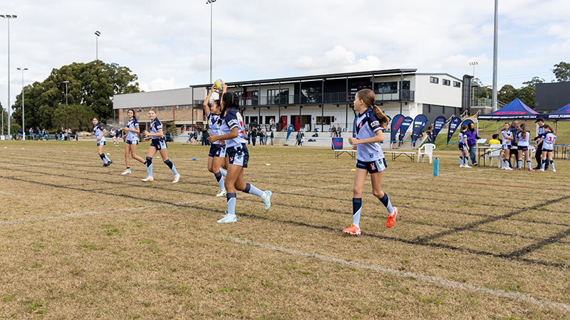 girls playing football