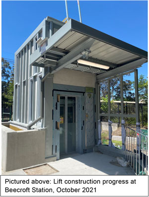 lift construction at Beecroft station