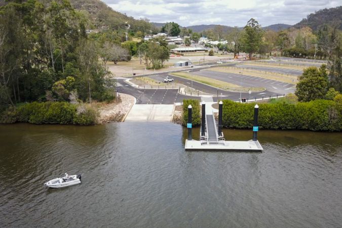 Wisemans Ferry aerial car park and boat ramp