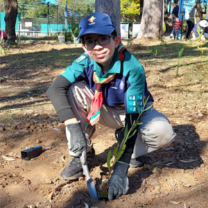 National Tree Day 2023 child Ethan planting