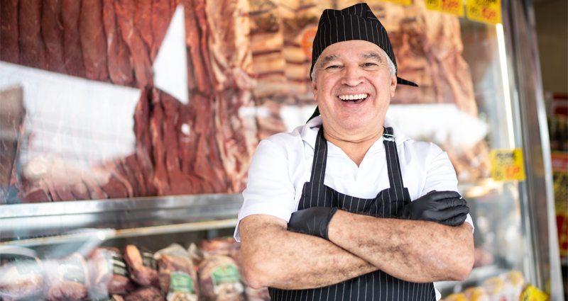 Butcher in shop