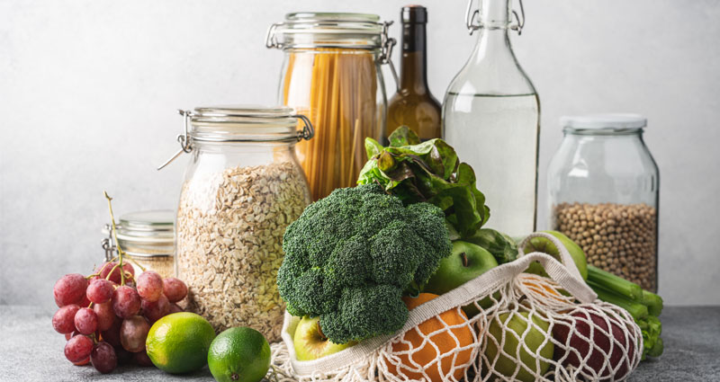 groceries in recyclable containers