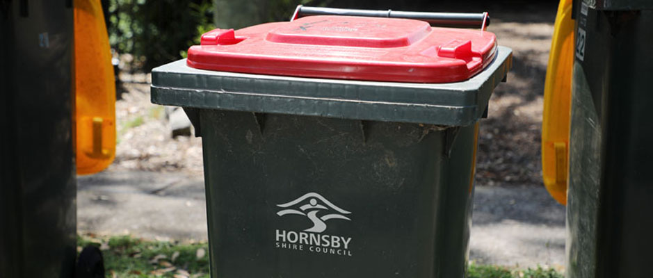 red lid garbage bin