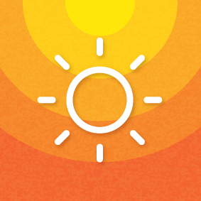 sun icon on orange background