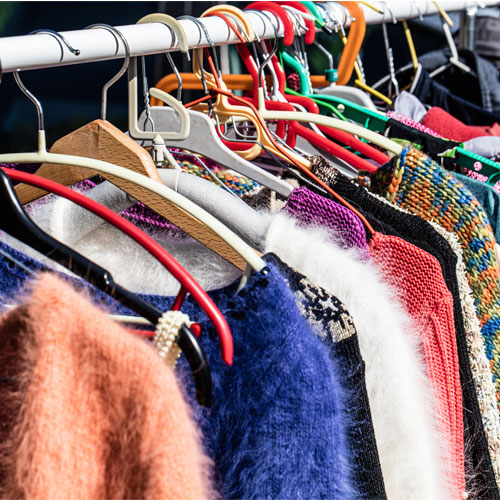 clothing hanging on rack