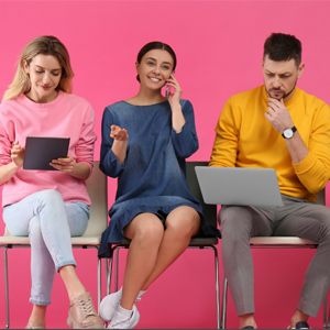 people on mobile devices