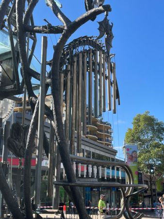 A 17th century style bronze carillon (musical instrument) that can also chime on the hour