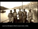 Launch at Windybank Wharf, Cowan Creek c1920 (Source: Hornsby Shire Recollects)