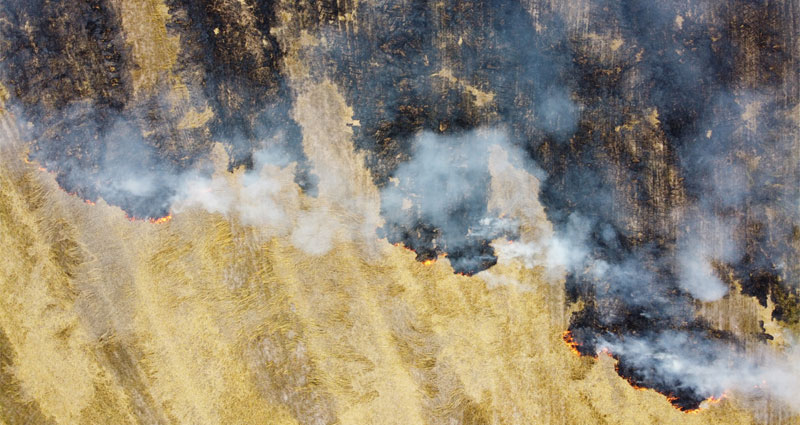 aerial fire over large grass area