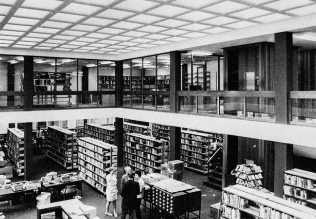 Inside the original Hornsby Library