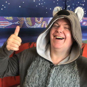 man dressed as wombat