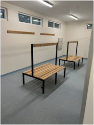 change rooms with wooden benches